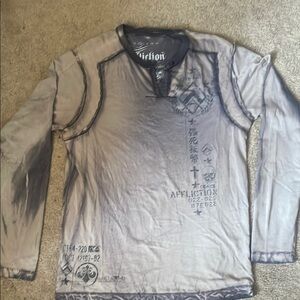 Affliction Gray Graphic Long Sleeve Shirt